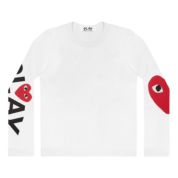 Тениска Comme des Garçons PLAY Sleeve Logo Round Neck Long Sleeve T-Shirt Бяло | AZ-T257-051