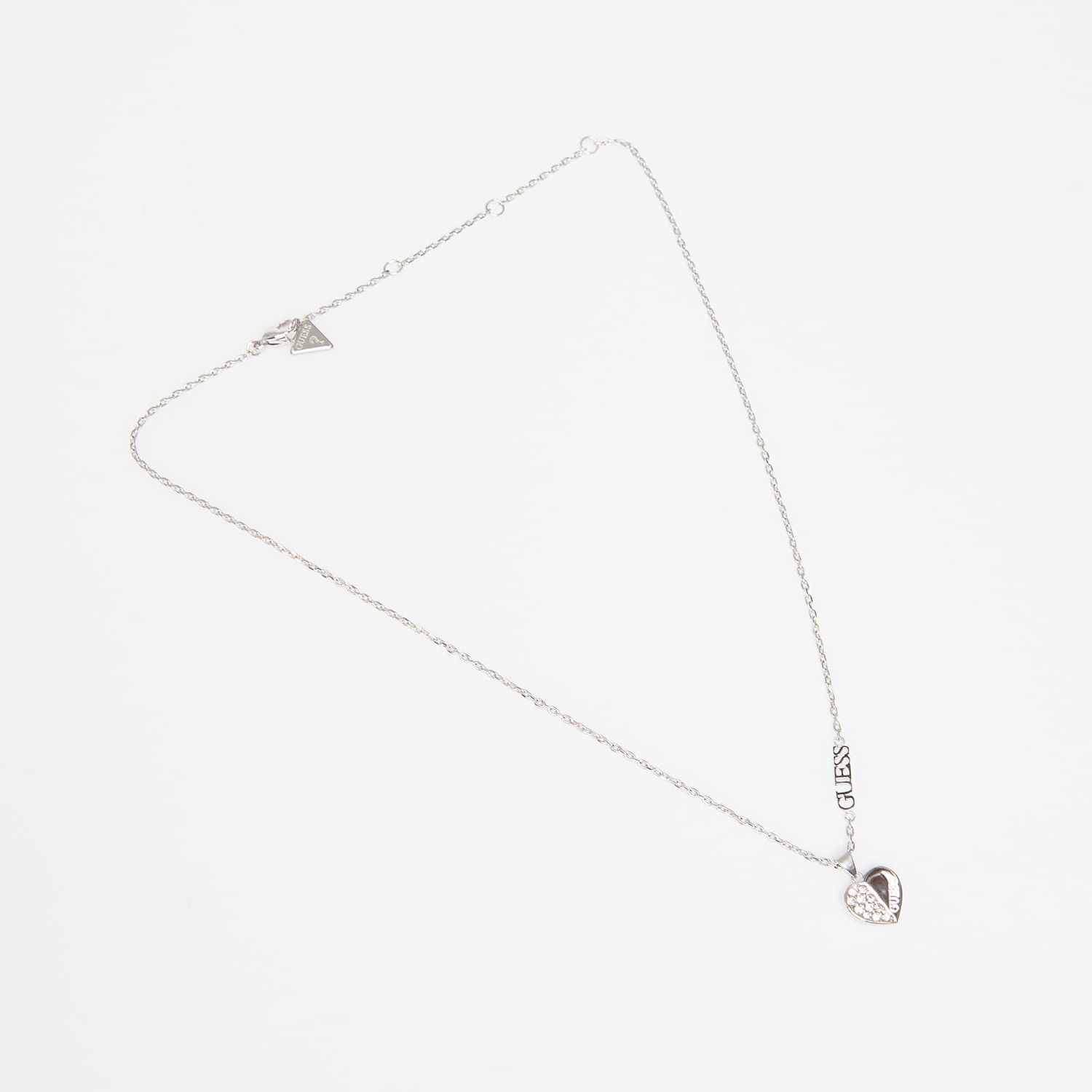 Колие GUESS Lovely Guess Heart Pendant Necklace with Crystals Металик | JUBN03035JWRH-SILVER, 0