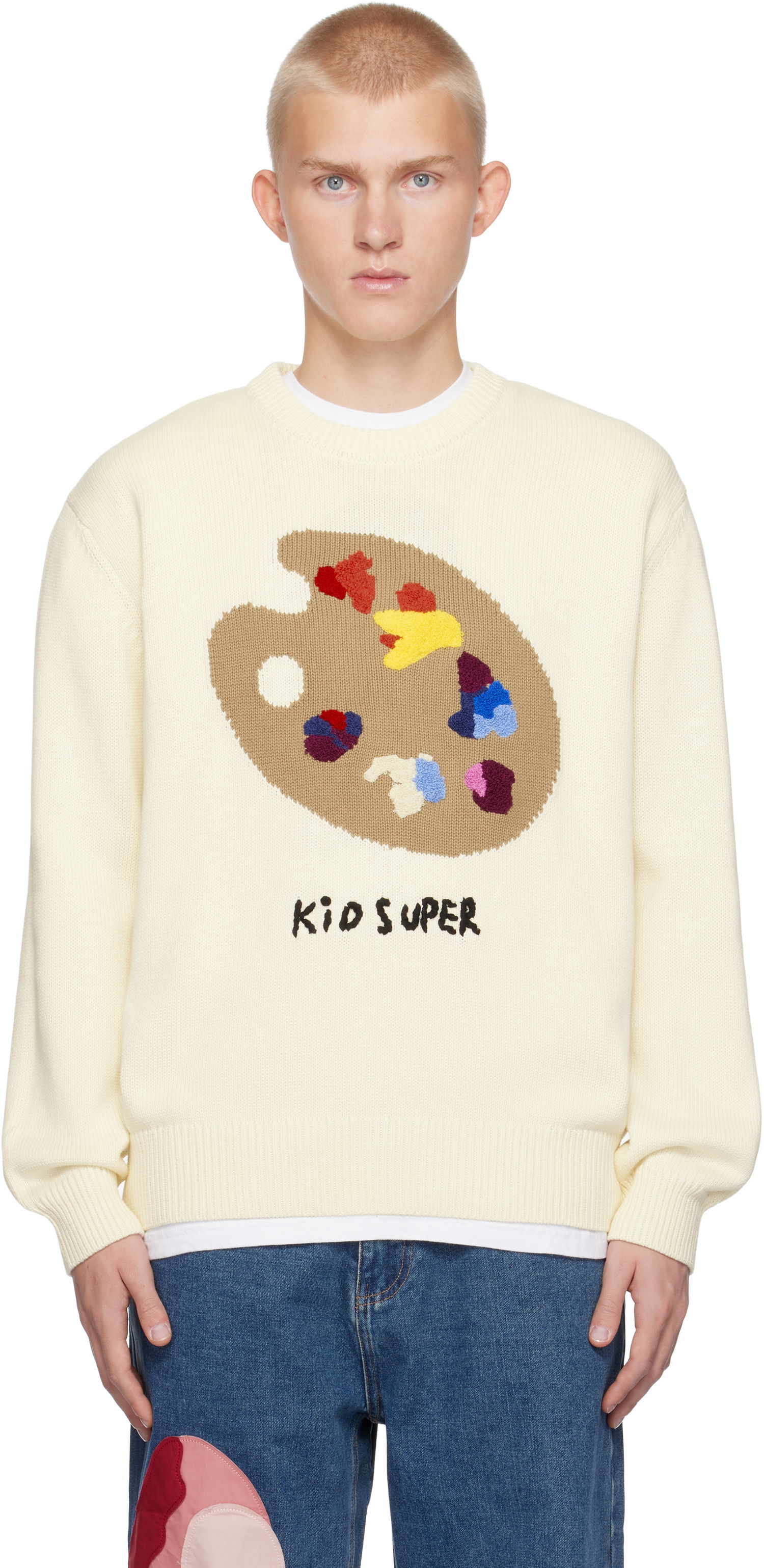 Пуловер KidSuper Paint Palette Crewneck Sweater Бежово | AW24-SW-09, 0