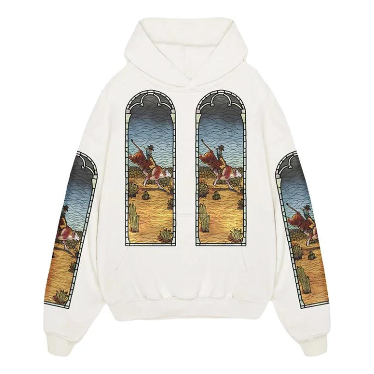 Суитчър Who Decides War Who Decides War x EST Gee Stained Glass Print Hoodie Бяло | WDSG627