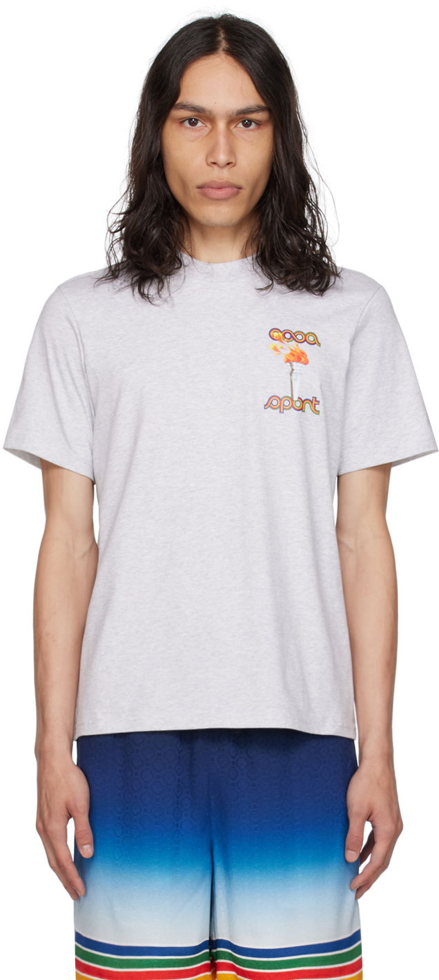 Тениска Casablanca 'La Flamme Du Sport' T-Shirt Сиво | WF23-JTS-002-05 GREY MARLE JERSE, 0