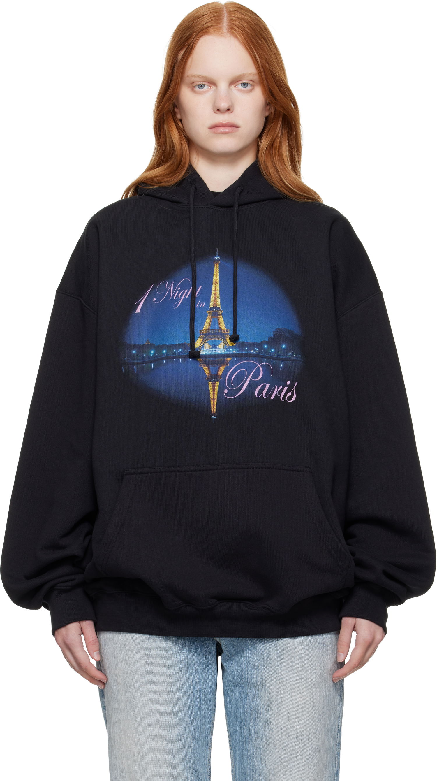 Суитчър VETEMENTS VETEMENTS 'Night In Paris' Oversized Hoodie Черно | UH76HD410B, 0