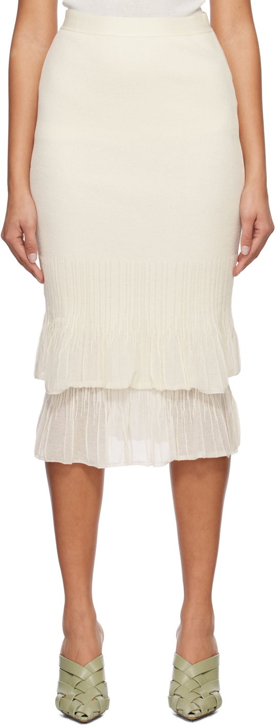 Пола Bottega Veneta Light Midi Skirt Бяло | 748167 V2R70, 0