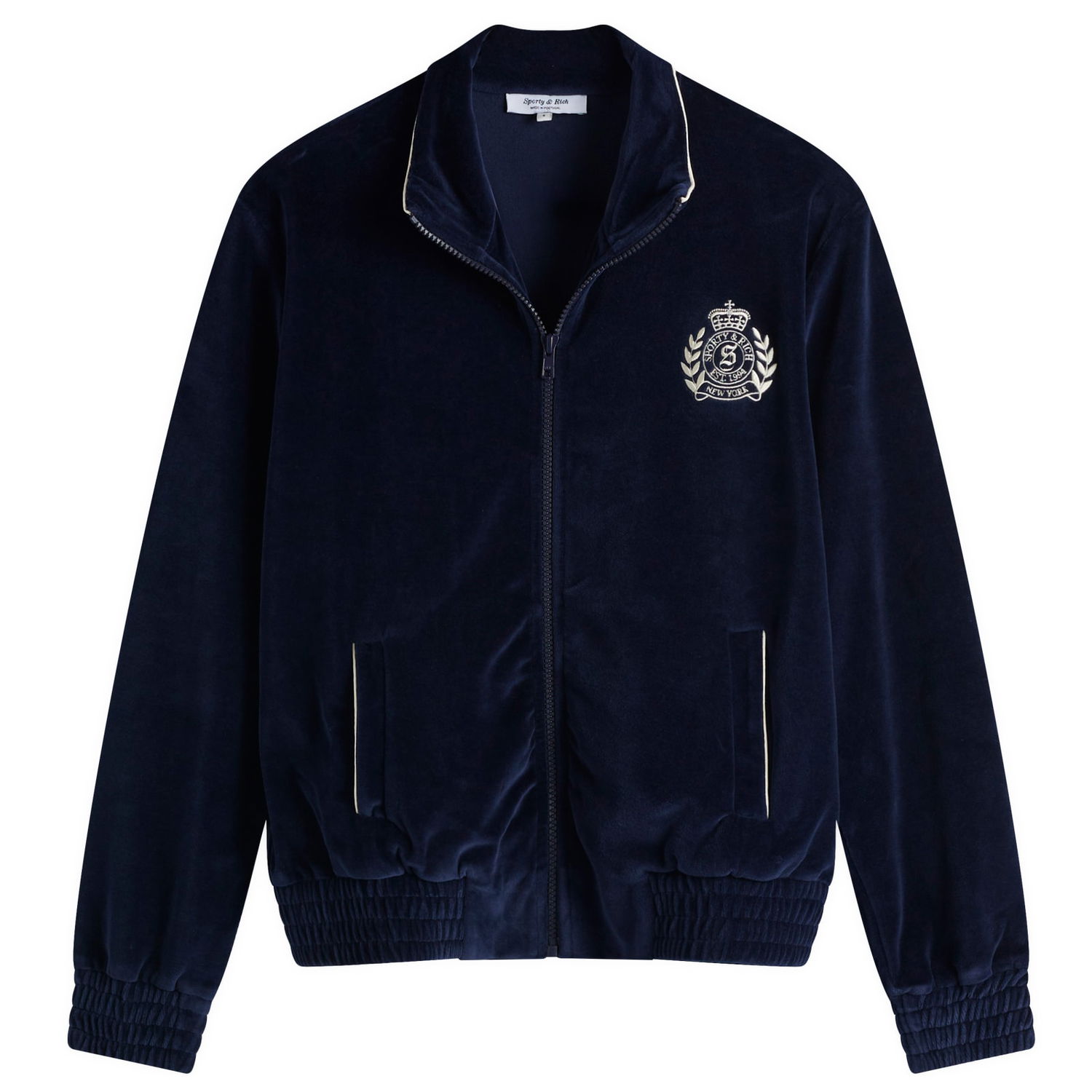 Яке бомбър Sporty & Rich Sporty & Rich NY Crest Velour Track Jacket Тъмно синьо | JA063511243BL32-NVY, 1