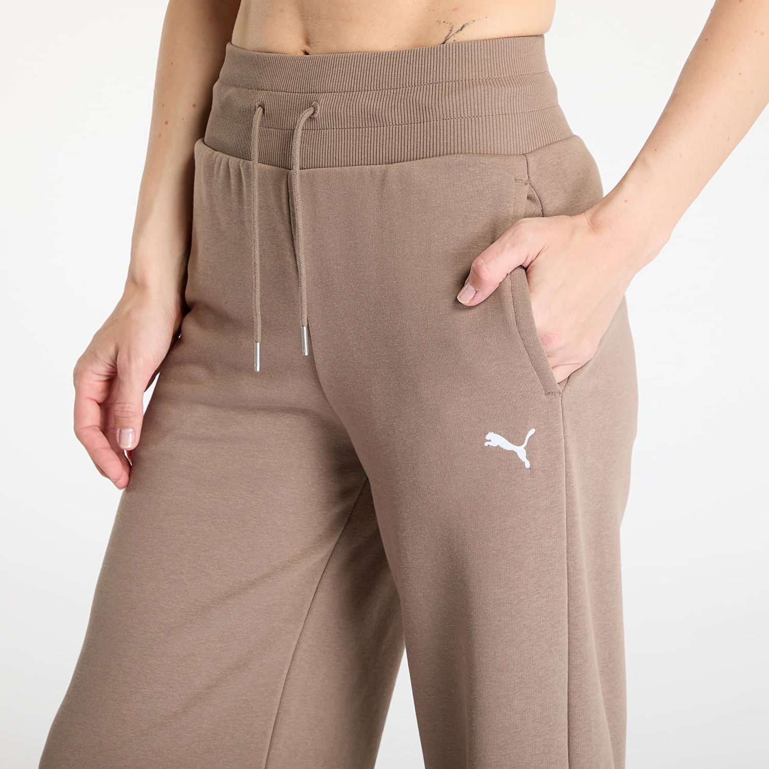 Панталони Puma Puma Wardrobe Essentials Relaxed Wide Leg Sweatpants Кафяво | 62975493, 1