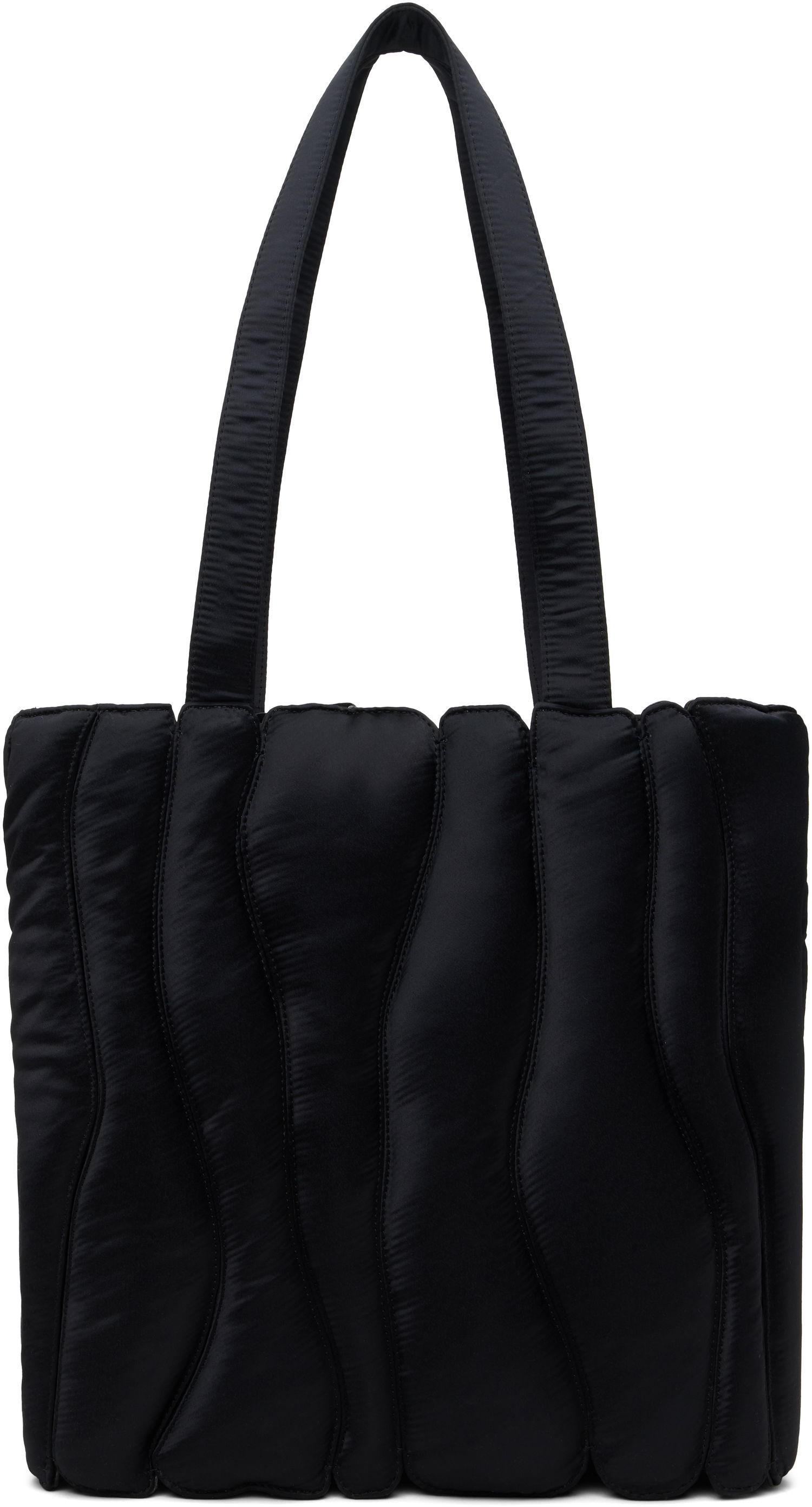 Голяма пазарска чанта Collina Strada Collina Strada Satin Caterpillar Tote Bag Черно | XX9024, 0