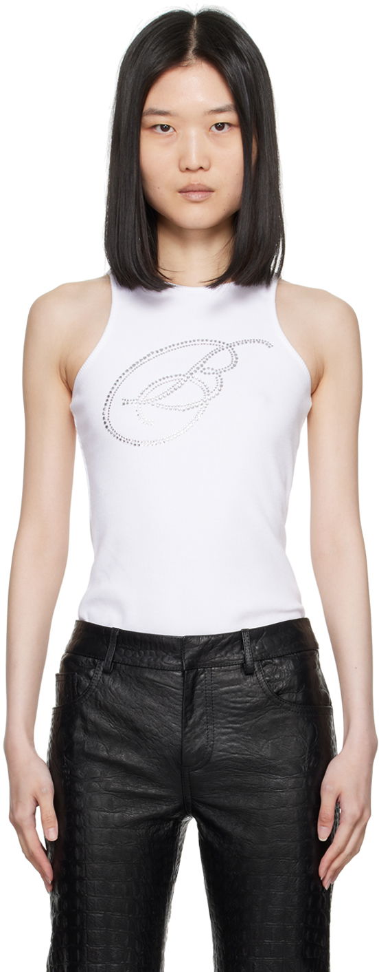 Потник Blumarine Crystal-Cut Logo Tank Top Бяло | A422T076A