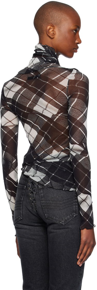 Риза Jean Paul Gaultier Jean Paul Gaultier Distorted Tartan Long Sleeve T-Shirt Черно | 24/31-F-TO237-T573-000201, 2