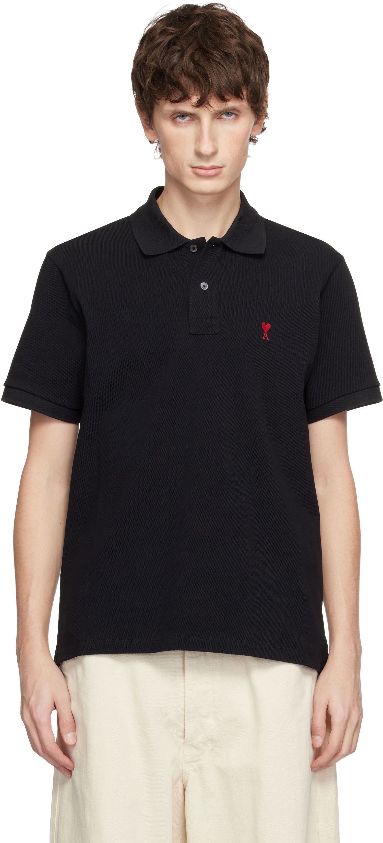 Поло тениска AMI Cotton Ami de Coeur Polo Черно | BFSBFUPL001.760, 0