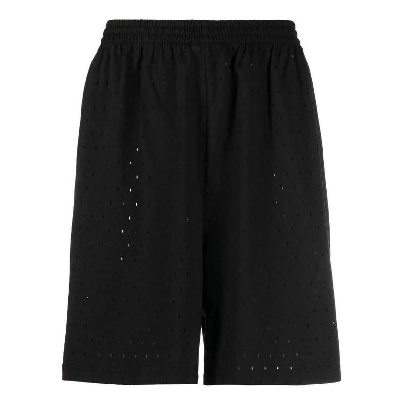 Къси панталони Balenciaga Perforated Elastic Waistband Shorts Черно | 674591TMVD41000