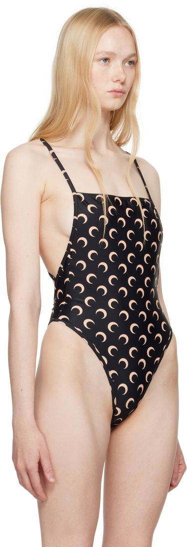 Бански Marine Serre Marine Serre Jersey One-Piece Swimsuit with Crescent Moon Print Черно | WSW012A CJER0003, 1