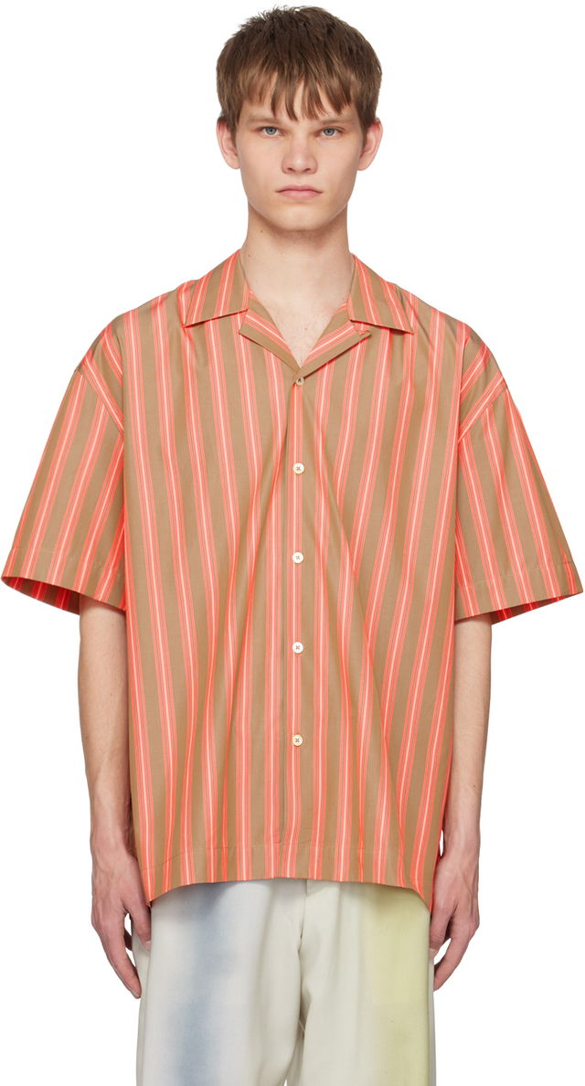 Paul Smith Oversized Short-Sleeve Camp Collar Striped Shirt