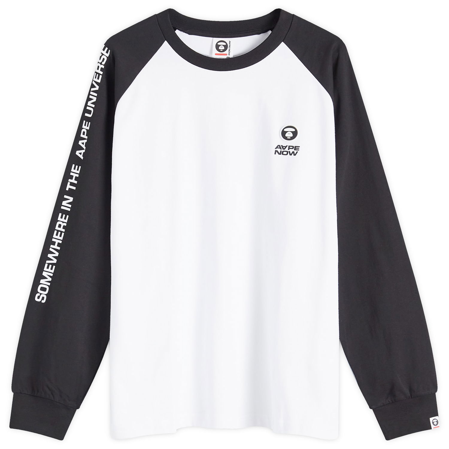 Тениска AAPE by A Bathing Ape AAPE Now Raglan Long Sleeve T-Shirt, Large Бяло | AAPLTM1541XXNBKX, 1