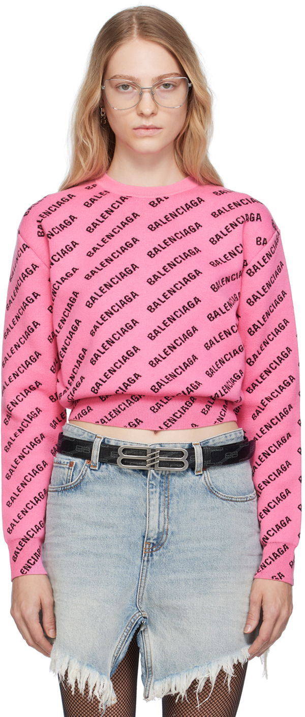 Пуловер Balenciaga Mini Allover Sweater Розово | 704421 T3233, 0