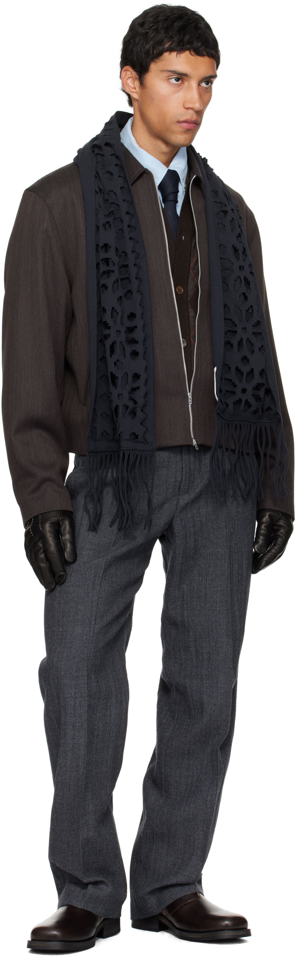 Шал OUR LEGACY Our Legacy Tore Fringed Scarf Черно | A4258TC, 1