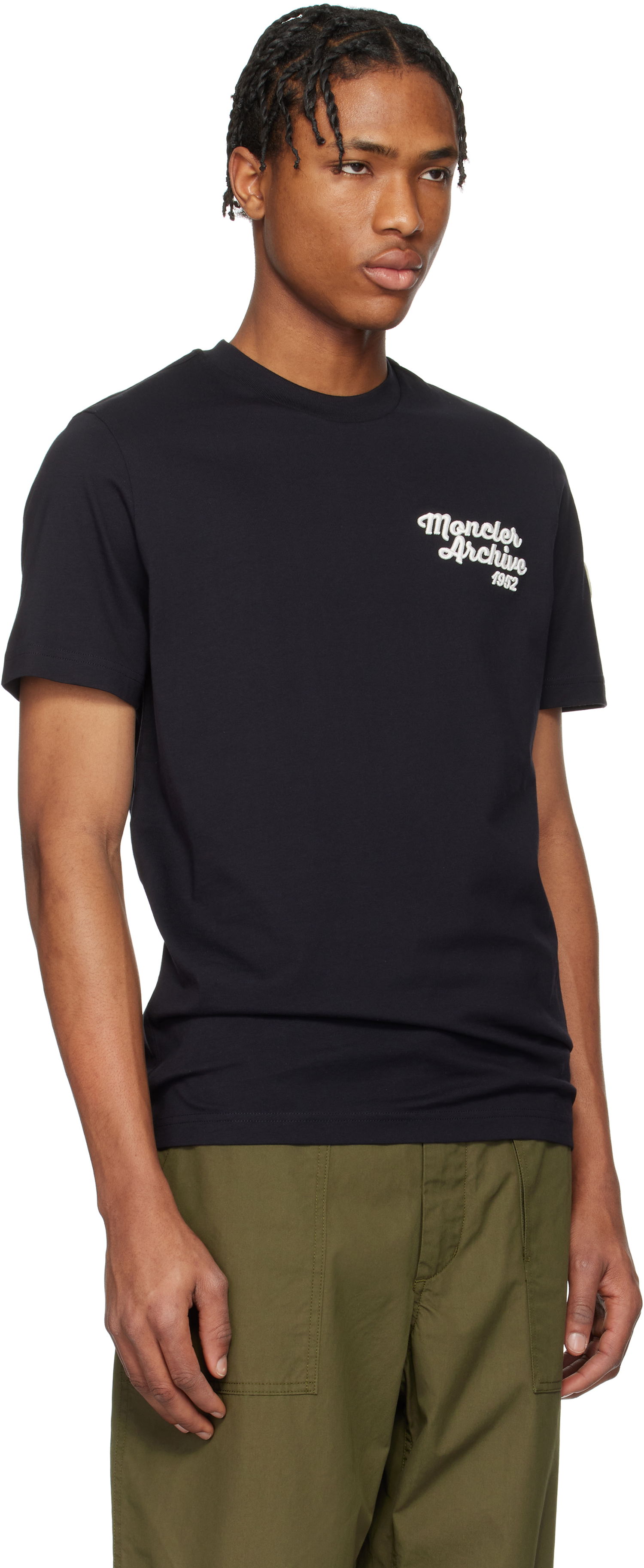 Тениска Moncler Moncler Archive Embroidered Logo Cotton T-Shirt Черно | K10918C0006389AJS, 1