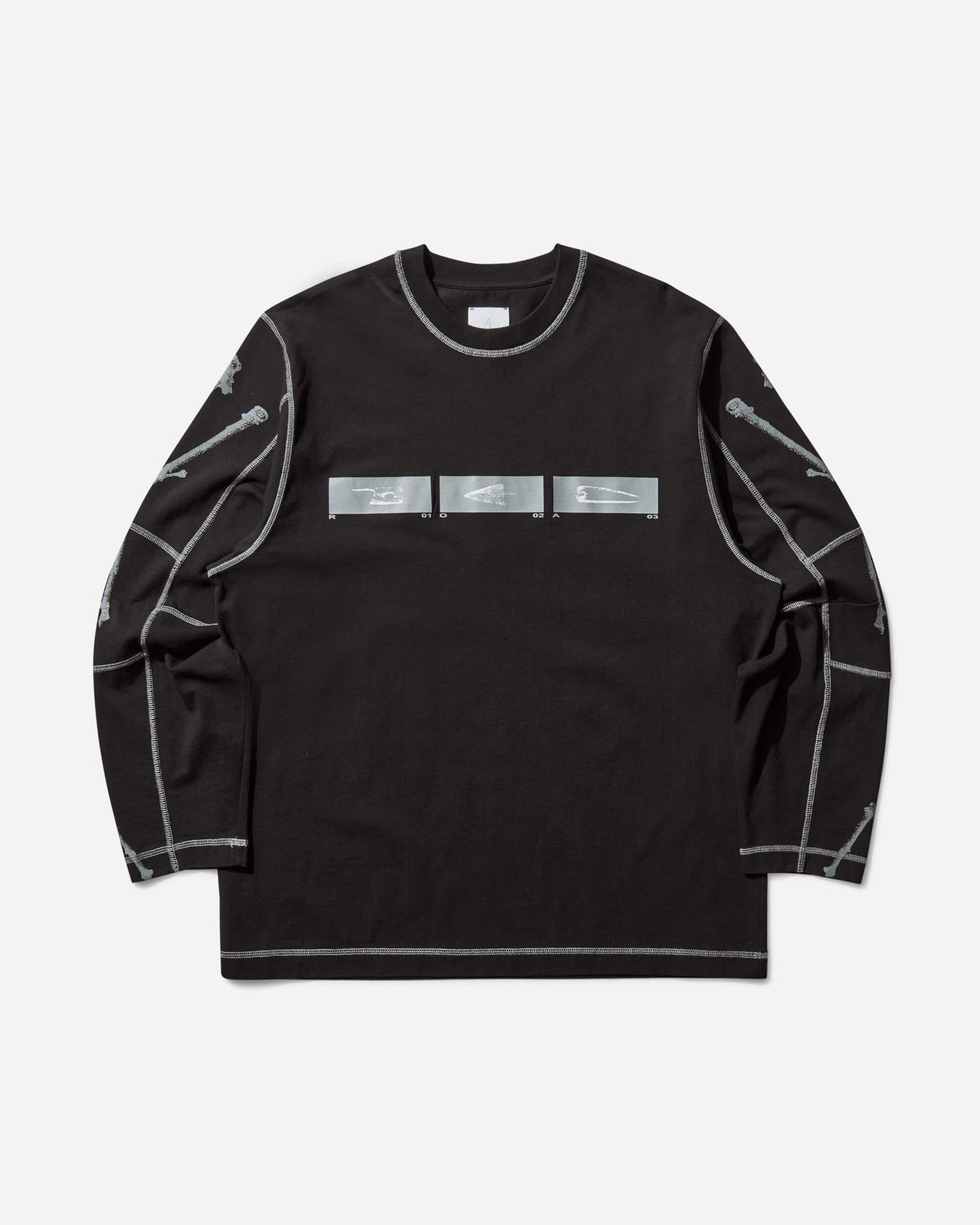 Тениска ROA Sticks Stitch Organic Longsleeve T-Shirt Черно | RBMW0509JY51 BLK0001, 1