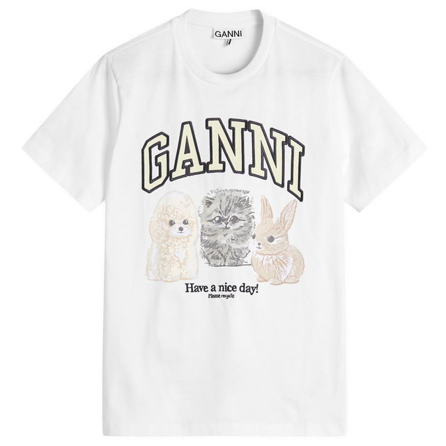 Animals Relaxed T-Shirt, Size Large, GANNI
