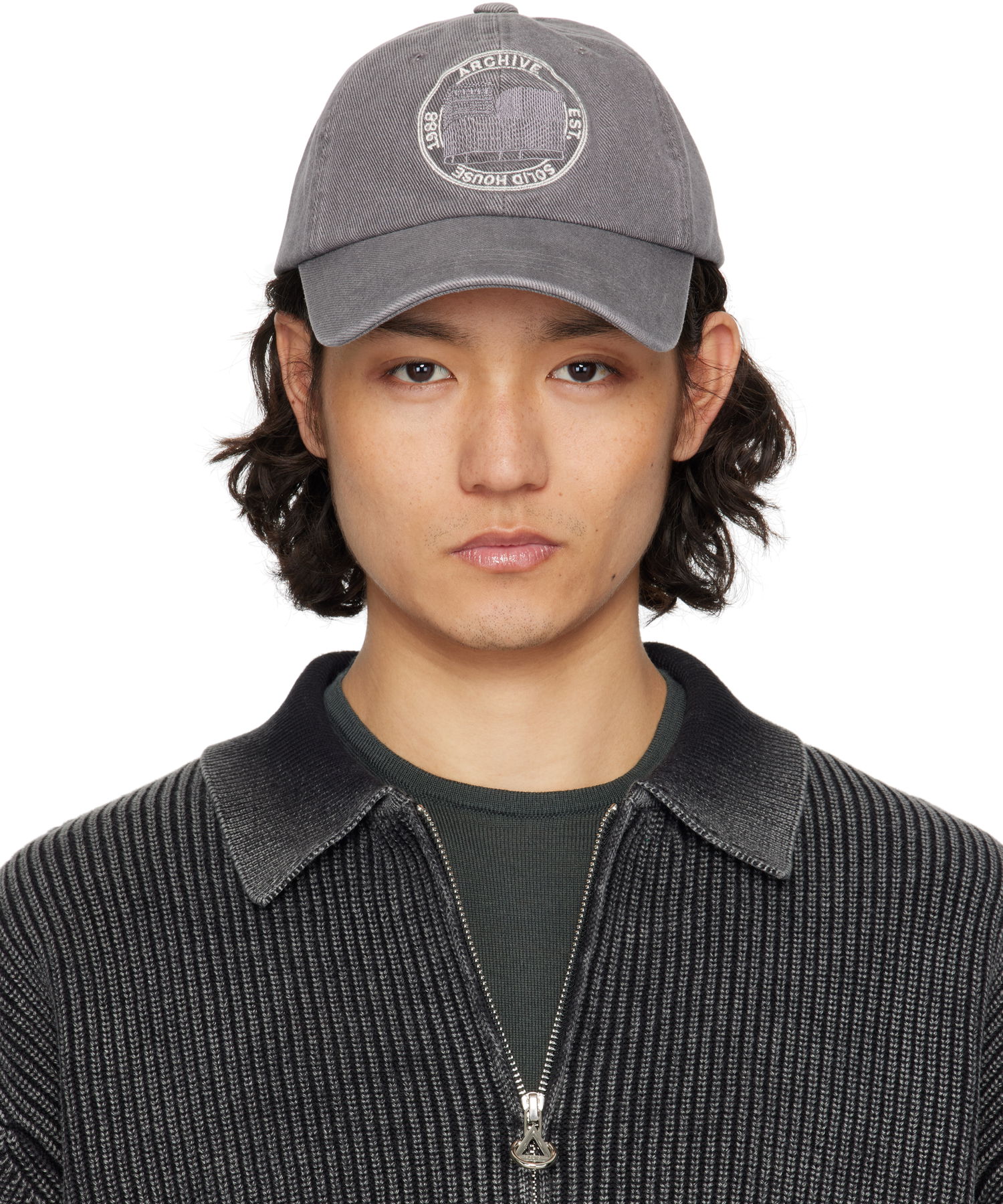 Шапка с козирка Solid Homme Solid Homme 'Solid House' Cotton Baseball Cap Сиво | S251AC12, 0
