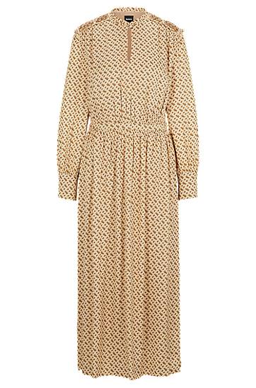 Pокля BOSS Monogram Print Silk-Blend Dress Бежово | 50509345, 0