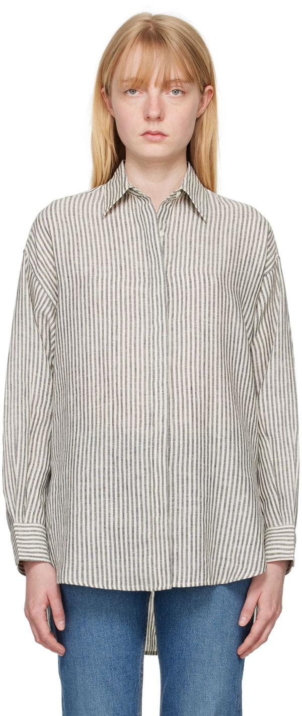 Риза rag & bone Ryan Striped Linen Shirt Бяло | WAW24PA0173817, 0