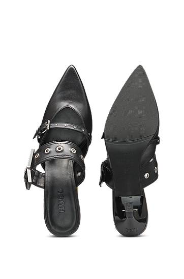 Аксесоари BOSS Nappa Leather Mules with Buckled Straps Черно | 50536401, 1