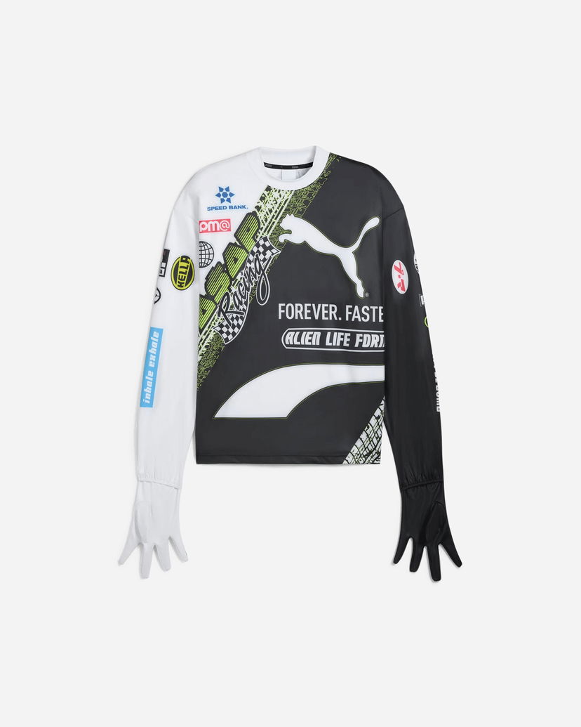 Съкратен топ Puma A$AP Rocky Tire Long Sleeve T-Shirt with Gloves Черно | 631714-02