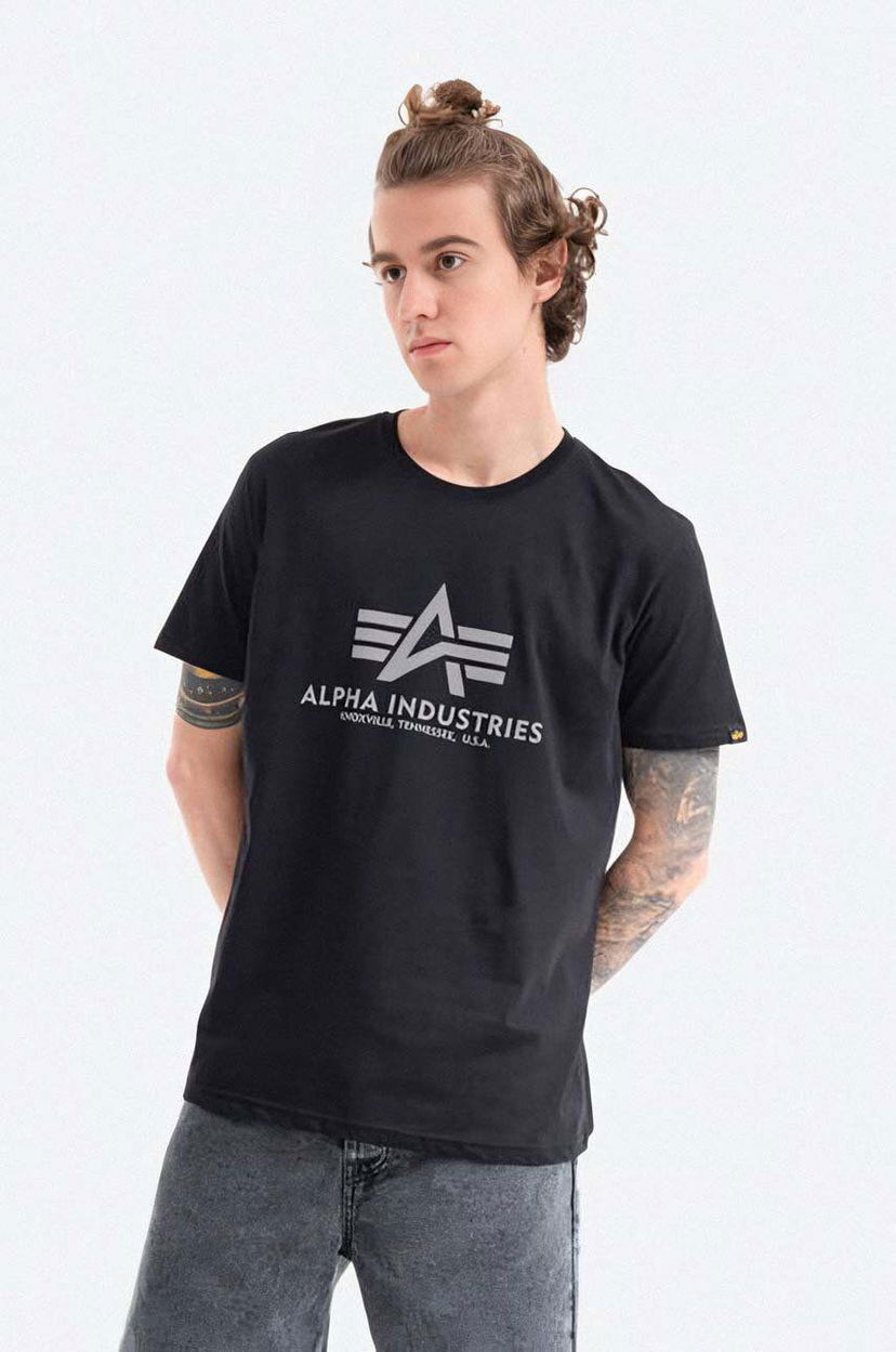 Тениска Alpha Industries T-Shirt Print Черно | 100501RP.03