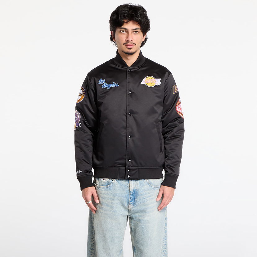 Яке бомбър Mitchell & Ness NBA Blackout Heavyweight Satin Jacket Los Angeles Lakers Черно | JK15027-LALBLCK