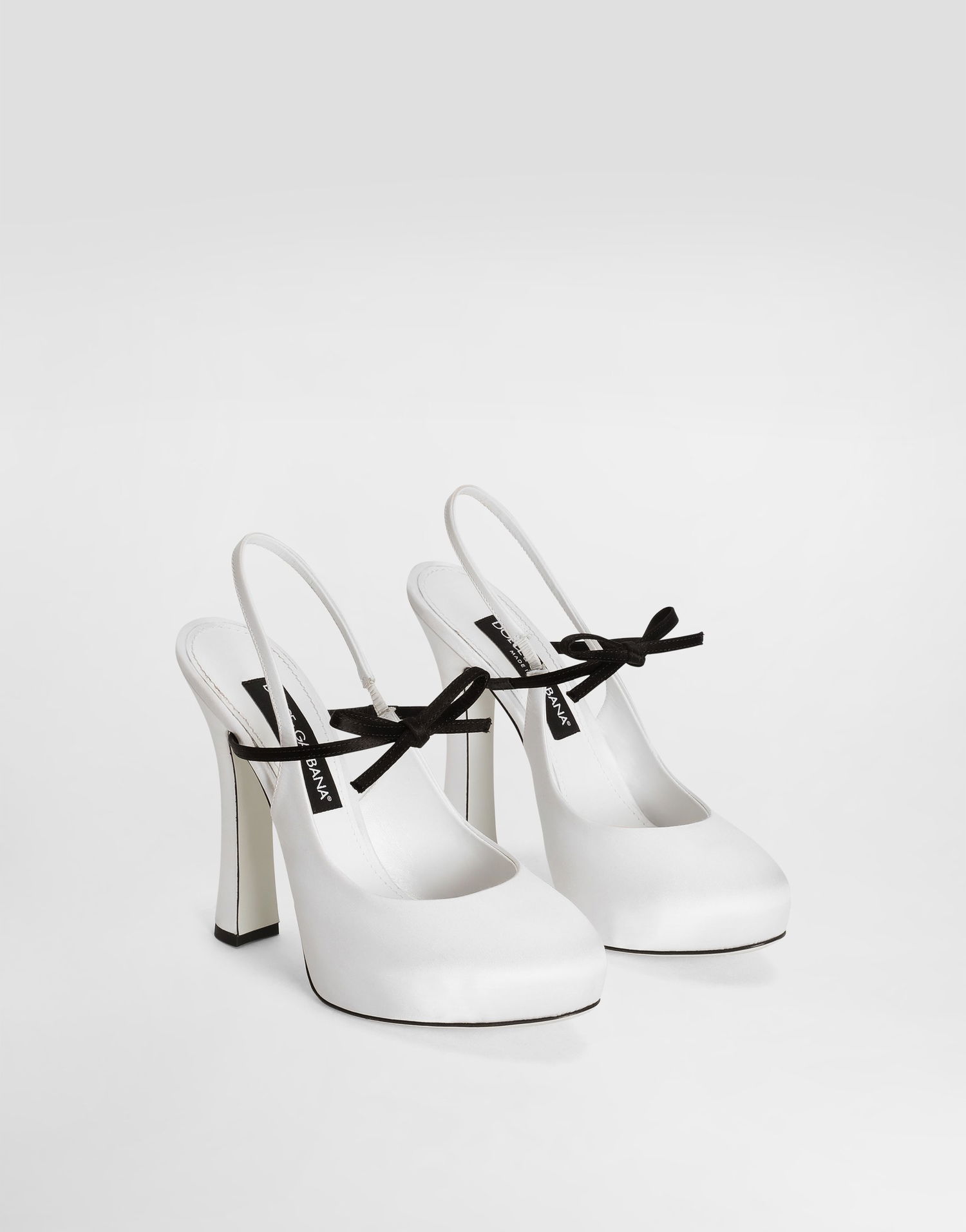 Кецове и обувки Dolce & Gabbana Dolce & Gabbana Satin Slingbacks with Bow Бяло | CG0930AE54789697, 1