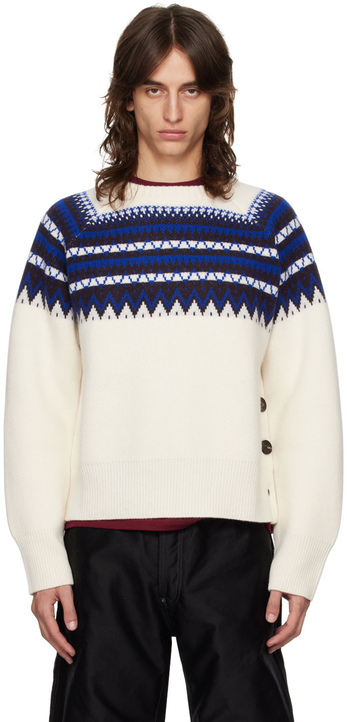 Пуловер Wales Bonner Fair Isle Sweater Бяло | UA24KN21-WO09-1089, 0