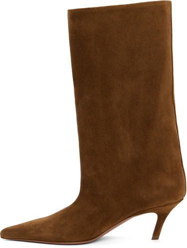 Облекло Amina Muaddi Amina Muaddi Fiona 60 Suede Kitten Heel Boots Кафяво | FIONA BOOT SUEDE, 2
