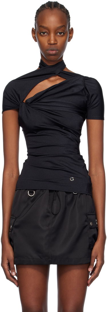 Тениска Coperni Coperni Asymmetric Draped T-Shirt Черно | COPJS54545, 0