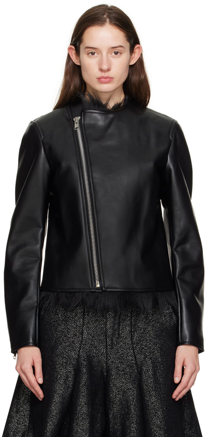 Яке Comme des Garçons Zip Faux-Leather Jacket With Feathers Черно | PL-J048-051, 0