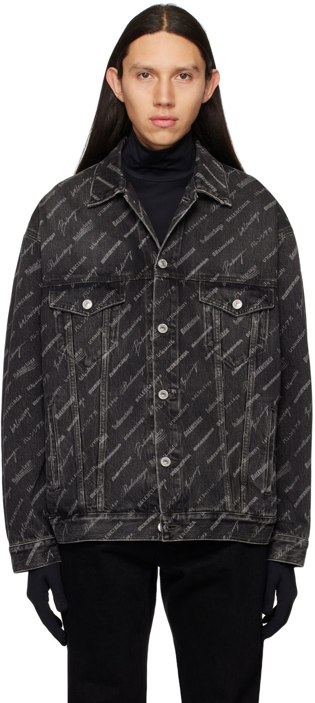 Яке Balenciaga Logomania Denim Jacket Черно | 724738-TBP47-1270, 0
