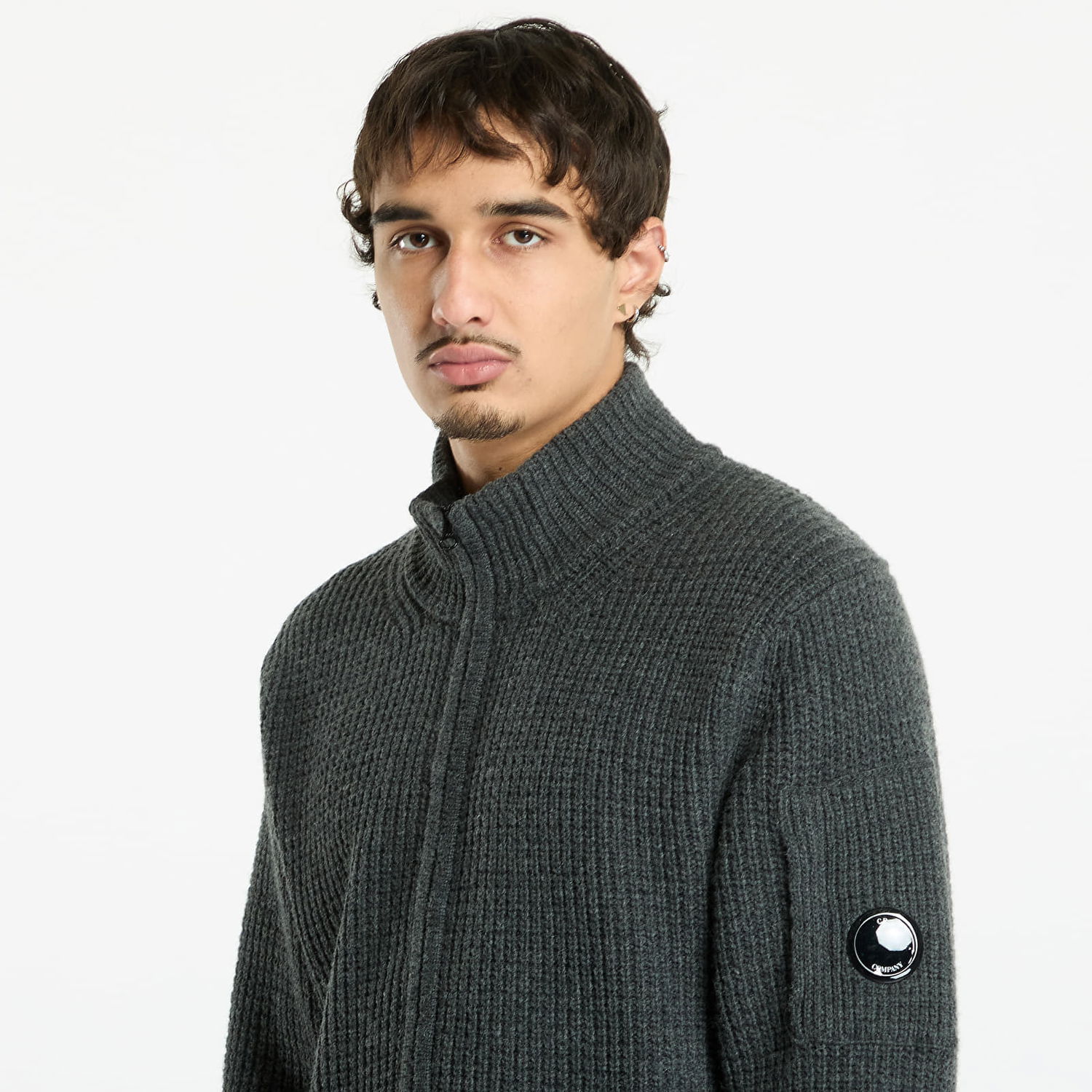 Пуловер C.P. Company Lambswool Grs Full Zip Sweater Dark Shadow Grey Сиво | 19CMKN131A110149A-978, 1