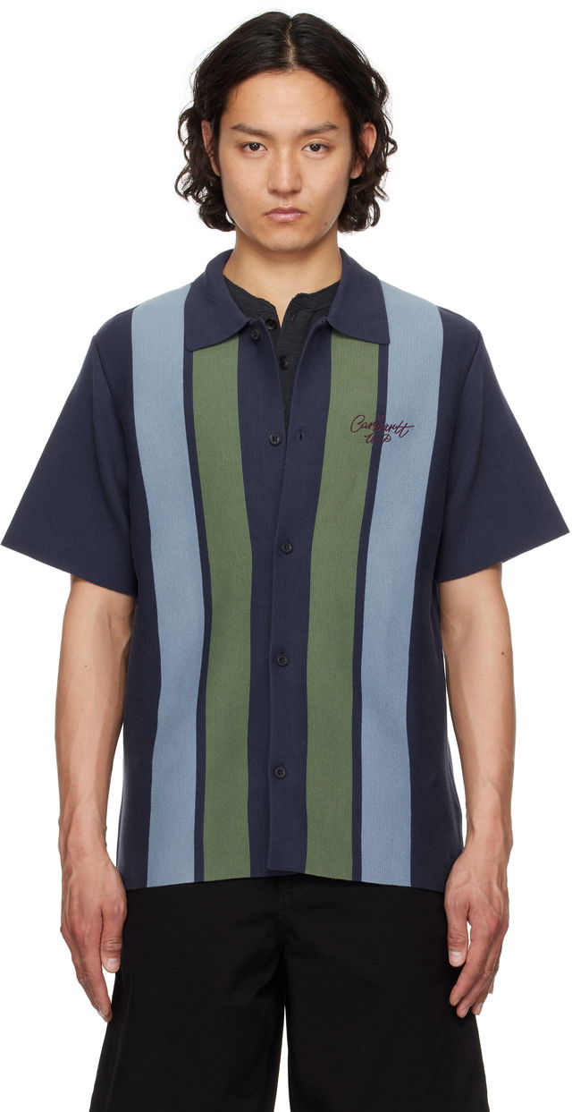 Short Sleeve Memory Knit Striped Shirt