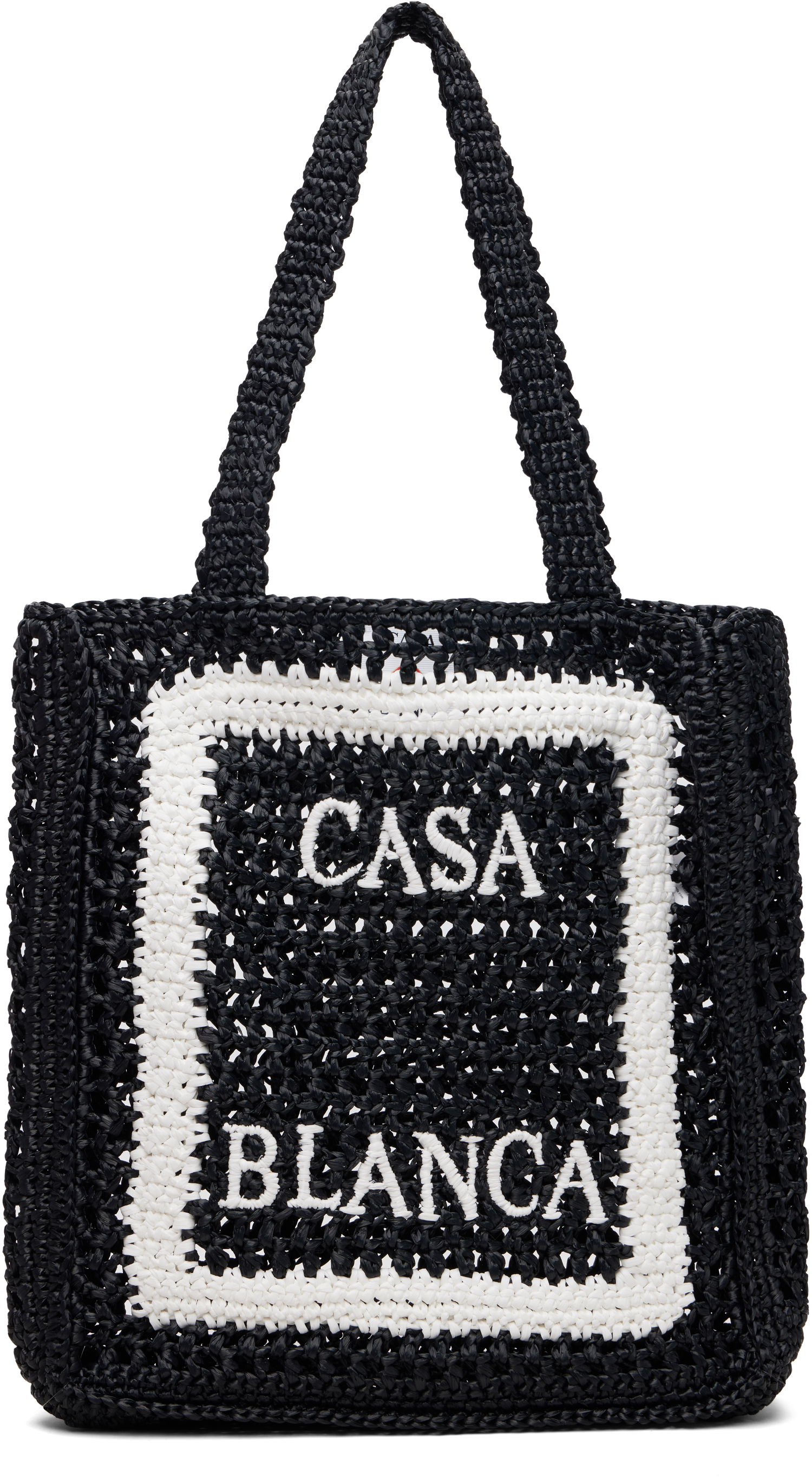 Голяма пазарска чанта Casablanca Casablanca Raffia Tote Черно | A-SP26-BAG-175-02, 0