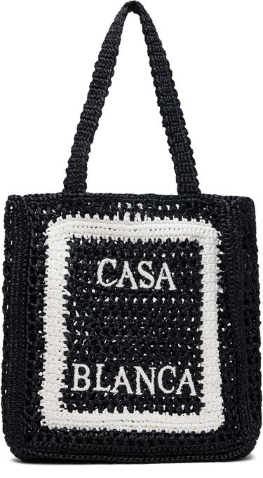 Голяма пазарска чанта Casablanca Casablanca Raffia Tote Черно | A-SP26-BAG-175-02, 0