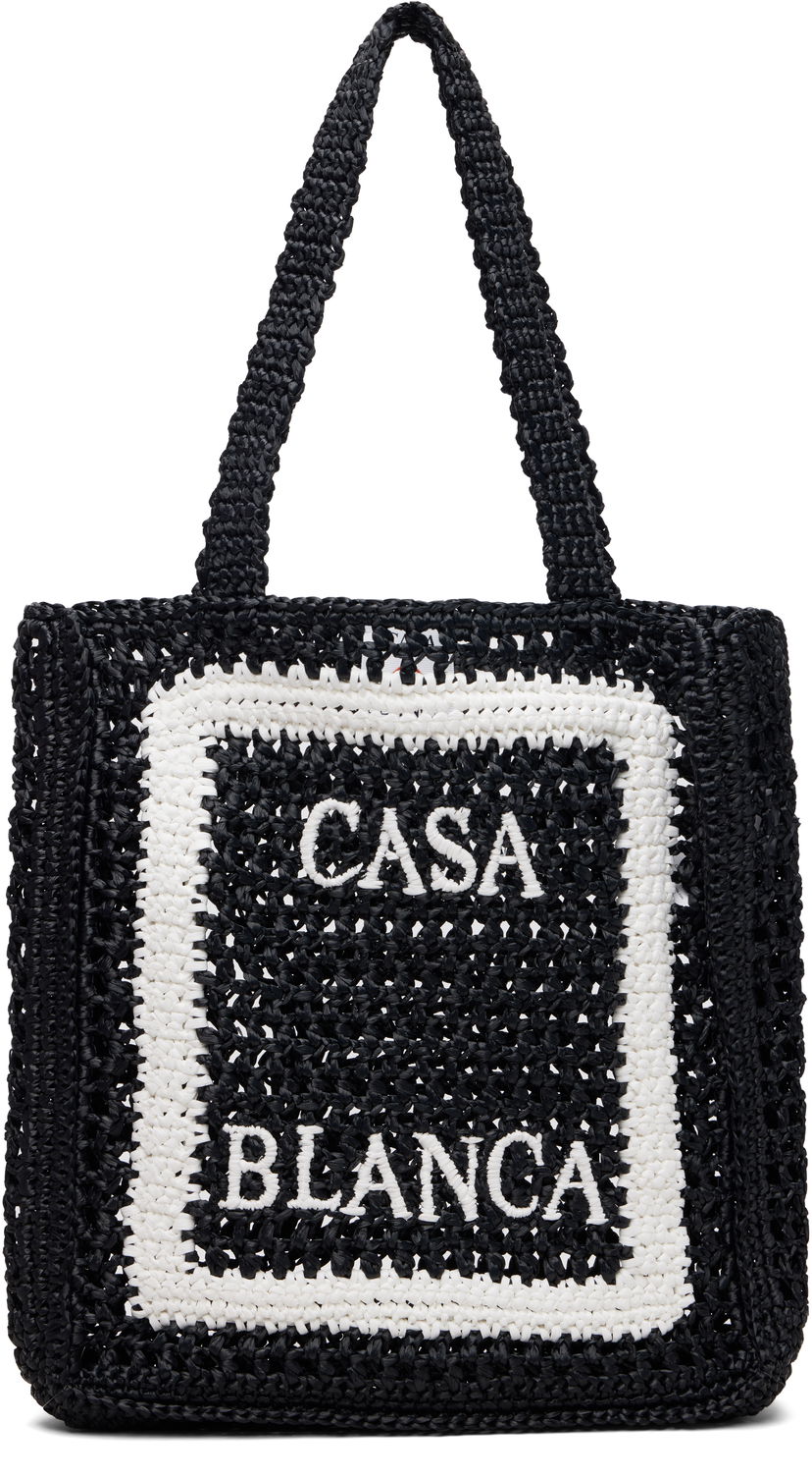 Голяма пазарска чанта Casablanca Casablanca Raffia Tote Черно | A-SP26-BAG-175-02