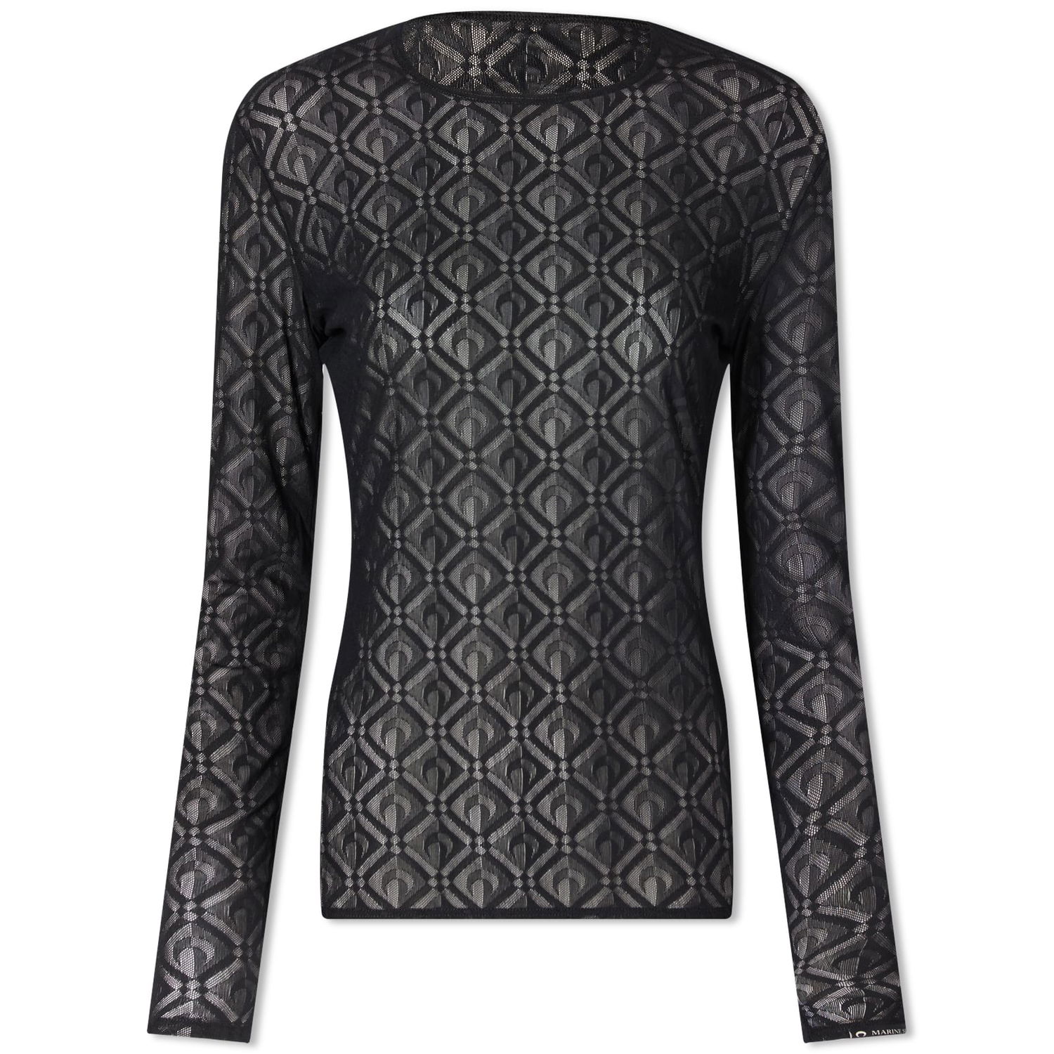 Тениска Marine Serre Monogram Mesh Jacquard Second Skin Top Черно | WTO068-BK99, 0