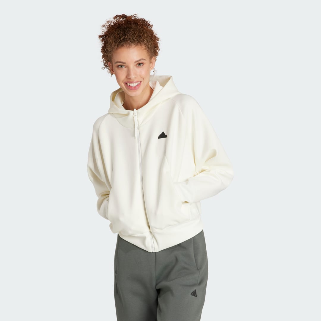 Суитчър adidas Performance Sportswear Z.N.E. Full-Zip Hoodie Бяло | IS3918, 1