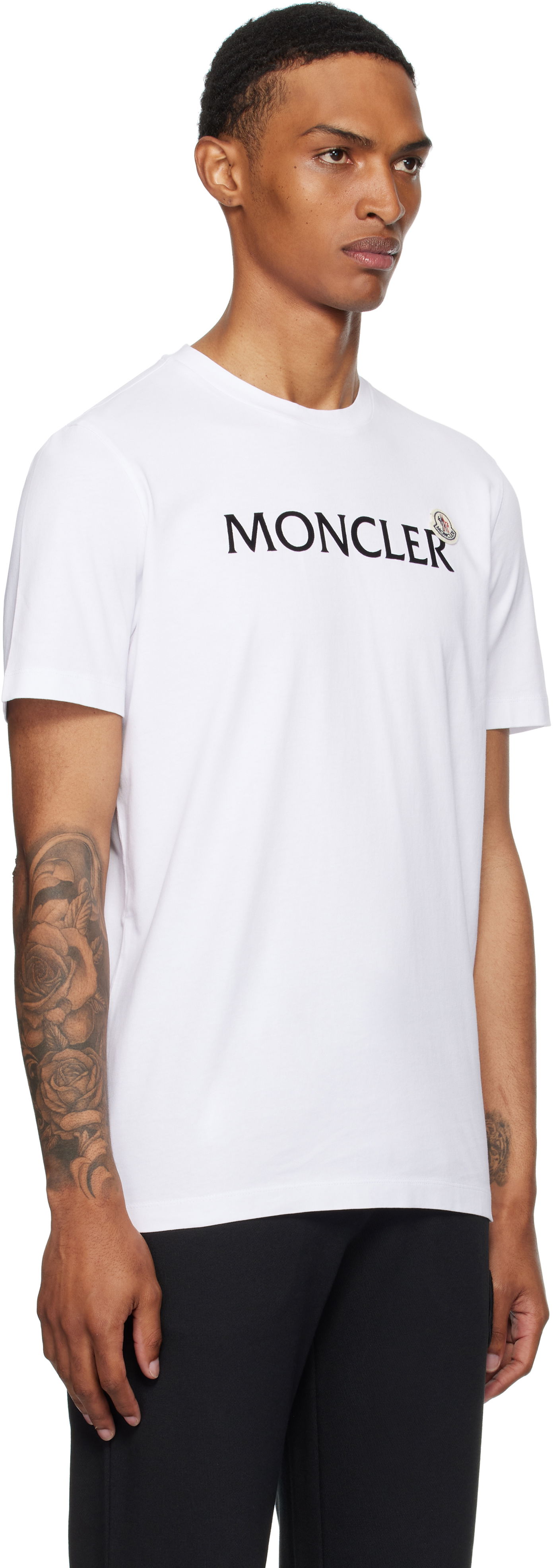Тениска Moncler Moncler Flocked Logo Cotton T-Shirt Бяло | K20918C000368390T, 1