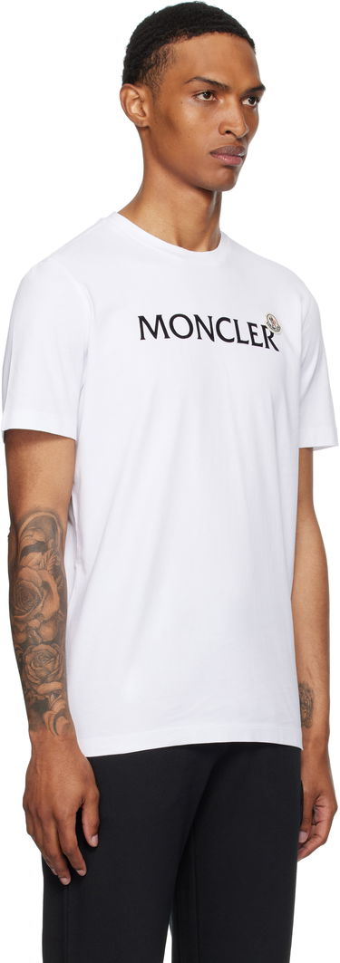 Тениска Moncler Moncler Flocked Logo Cotton T-Shirt Бяло | K20918C000368390T, 1