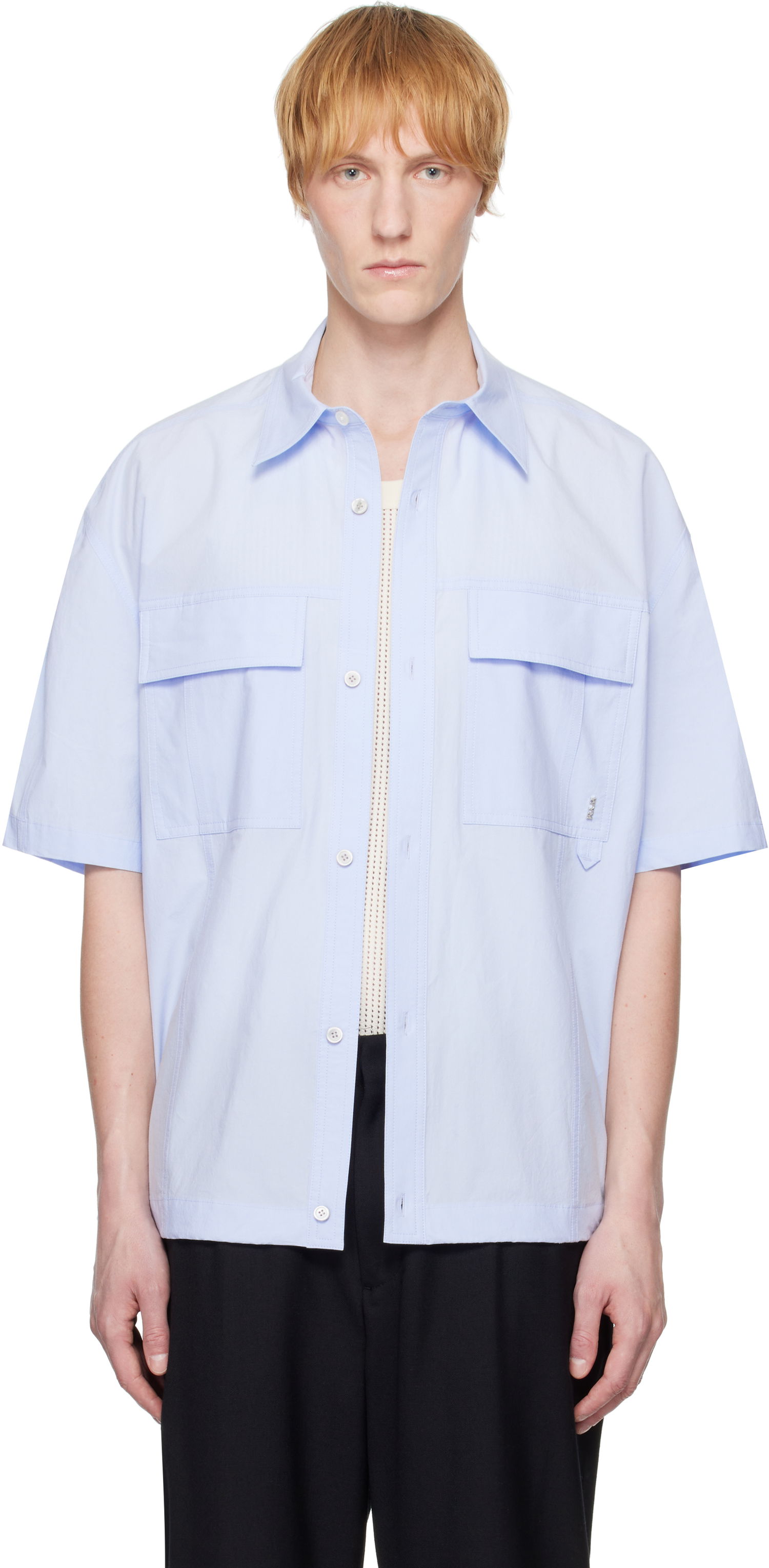 Риза WOOYOUNGMI WOOYOUNGMI Banding Short Sleeve Shirt Синьо | W251SH23, 0