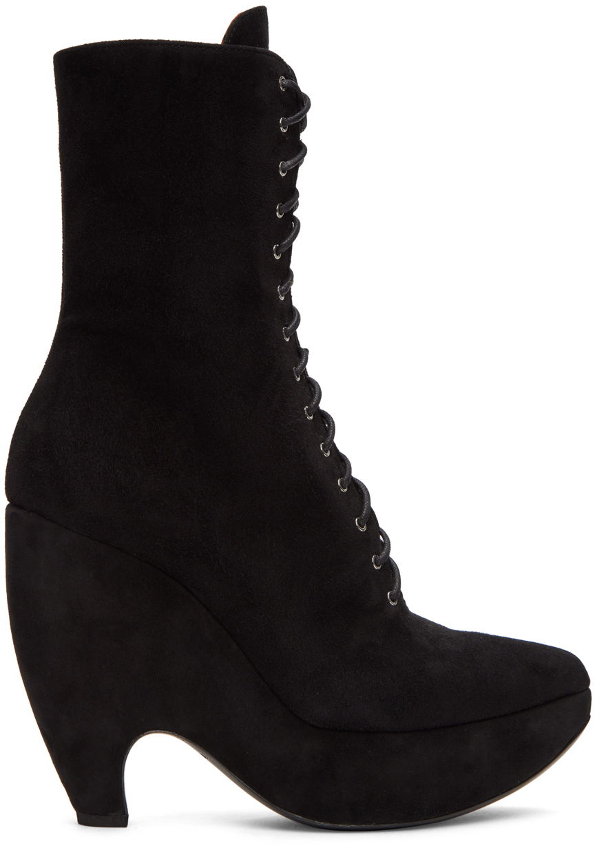 Pокля Alaïa ALAÏA Suede Lace-Up Wedge Boots Черно | AA3B038C0C05, 0