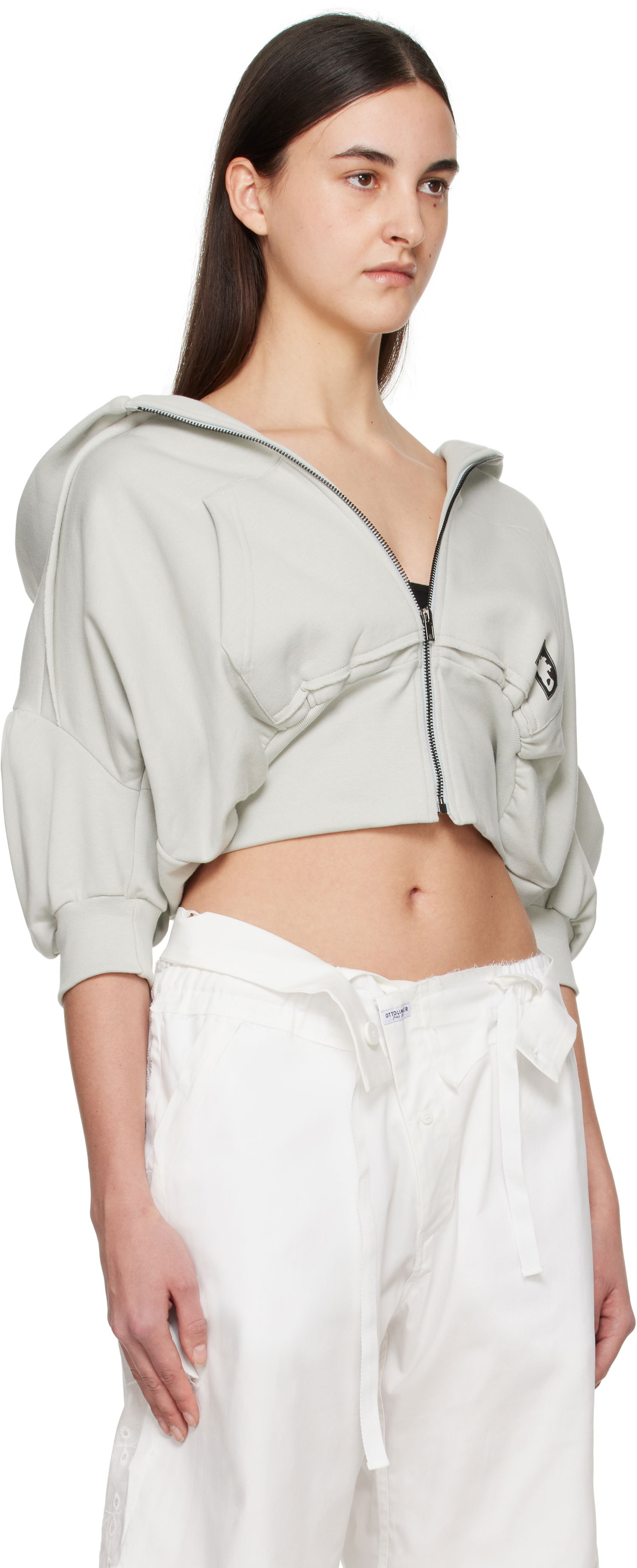 Суитчър Ottolinger Ottolinger Cropped Short Sleeve Hoodie Сиво | 11560011502, 1