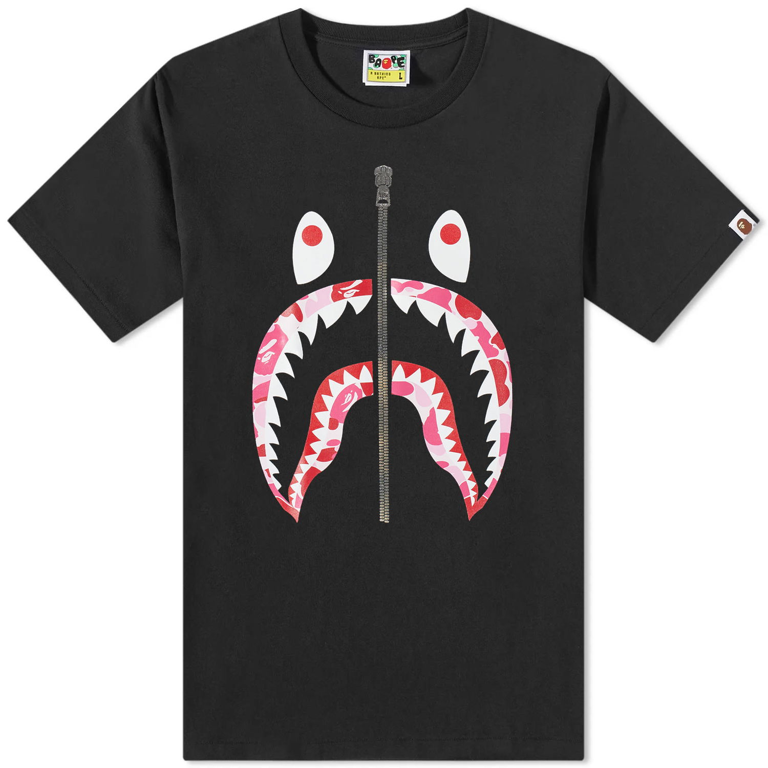 Тениска BAPE ABC Camo Shark T-Shirt Black/Pink Черно | 001TEJ301007M-BLKPNK, 0