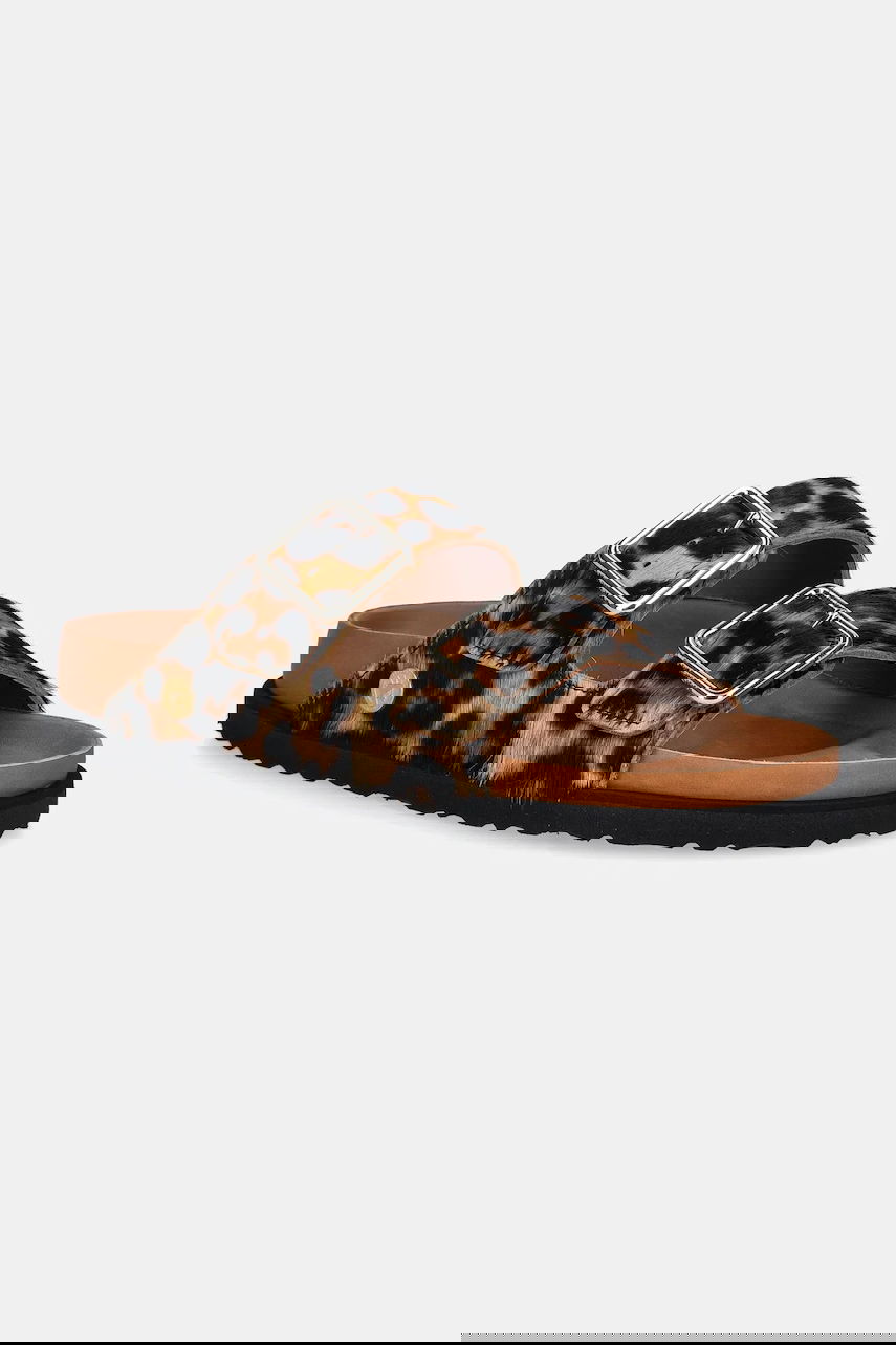 Кецове и обувки Birkenstock Leopard Print Buckled Sandals 1774 Arizona FUR Кафяво | 1031699, 0