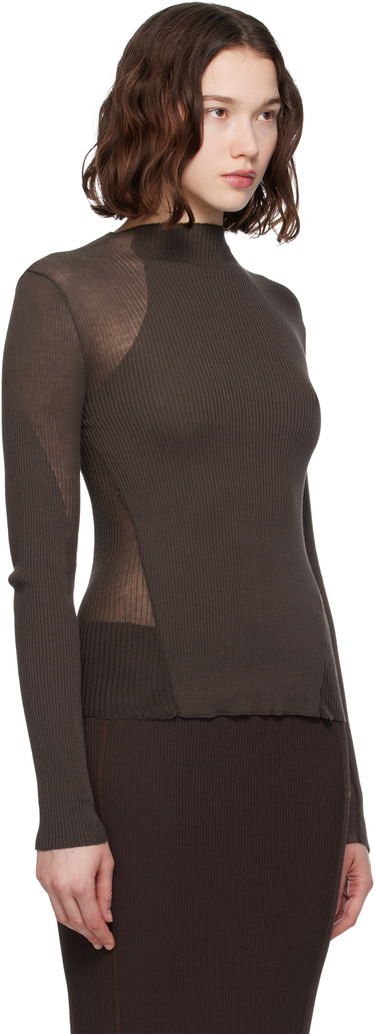 Пуловер ROA Sheer Knit Sport Top Кафяво | RBWW042YA18, 1